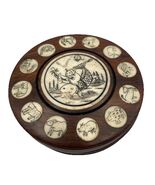 Vintage Chinese Zodiac Wooden Compass and Astrology Calendar - €48,65 EUR
