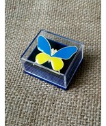 Butterfly Ukrainian flag Lapel Pin Gold symbol Christmas Present Gift Box - $15.30+