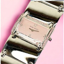 Nine West Watch Women Pink Face Crystal Accents Silver Tone Bracelet 7&quot; ... - £13.26 GBP
