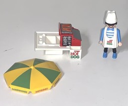 Playmobil #3848 Vtg 1996 Hot Dog Stand Cart &amp; Vendor Figure - $16.47