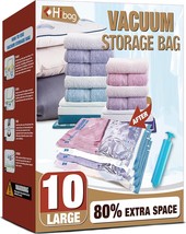 Vacuum Storage Bags, 10 Large Space Saver Vacuum Seal Bags, - £27.10 GBP
