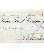 1912 Kineo Trust Company Bank Check E.A. Sampson Dover Maine Signed 1066... - $27.86 CAD