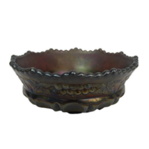 Northwood Grape &amp; Cable thmbprint amythest berry bowl vintage irridescen... - $32.66