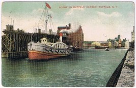 Postcard Ship Scene In Buffalo Harbor Buffalo New York - £3.97 GBP