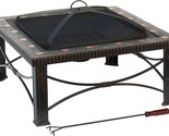 Large, Slate/Copper Hiland Ft.-51161 Wood Burning Fire Pit With Poker An... - $193.95