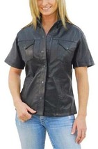 Leather Shirt Top Women Blouse Crop Sleeve Tank Tops Punk Long Vest Sexy Black 5 - £33.24 GBP+