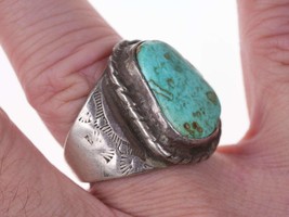 size 9.25 Old Pawn Navajo Silver/turquoise ring - £196.00 GBP