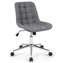 Armless Office Chair Upholstered Makeup Vanity Chair with Adjustable Hei... - $147.49