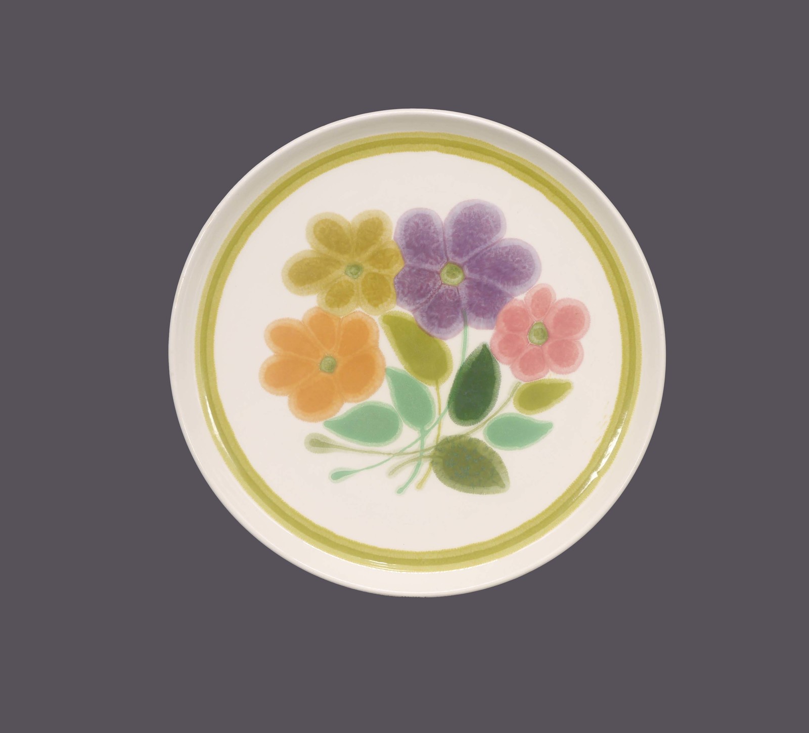 Franciscan Floral dinner plate. Retro flower-power tableware made in England. - $45.99