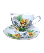 Kasuga Ware Daisy Cup and Saucer Japan Gold Trim China Grannycore Cottage Core - $35.59