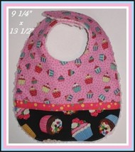 Cupcakes Baby Bib, Cupcakes Baby Shower Gift, Pink Cupcakes Baby Girls Bib - £8.65 GBP