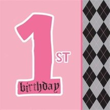 First Angel Girls First Birthday 3-Ply Paper Lunch Napkins 16 Per Pack 1st Pink - £12.77 GBP