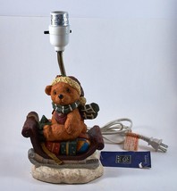 Christmas Lamp Teddy Bear on Sled and Gifts Country Expressions No Shade Vintage - £20.02 GBP