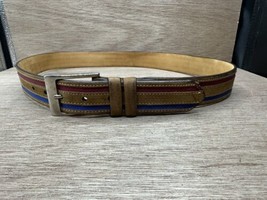 Maus &amp; Hoffman Genuine Italian Leather Belt Men’s Size 36 95 Red Blue tan - £19.46 GBP