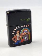 Zippo Rebel Daze Born to Ride Black Matter Lighter Tested &amp; Working Fair Cond - £38.21 GBP