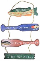 NAUTICAL FISHING RULES PADDLES WOOD HAND MADE SIGN TIKI BAR DECOR - $27.71