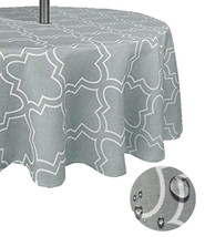 Tektrum 60 inch Round Moroccan Tablecloth-Umbrella Hole Zipper-Spill Proof-Grey - £17.97 GBP