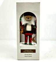 Vintage Dayton Hudson European Mouth Blown Glass Ornament Plaid Santa 7&quot;  - £19.91 GBP