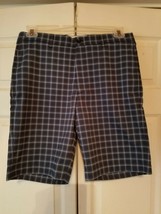 GREG NORMAN SIGNATURE SERIES GOLF SHORTS BLUE W/ GRAY PLAID SIZE 32 (NEW) - £16.24 GBP