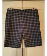 GREG NORMAN SIGNATURE SERIES GOLF SHORTS BLUE W/ GRAY PLAID SIZE 32 (NEW) - £16.24 GBP