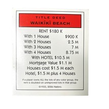 Monopoly Electronic Banking Waikiki Beach Property u Title Deed Card Replacement - £5.56 GBP