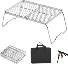 Pskook Folding Campfire Grill, Portable Camping Grill Grate, 304, Fishing - £29.75 GBP