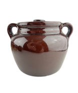 Brown Crock/Cookie  Jar + Lid Made in USA Pottery Centerpiece Country De... - $38.37 CAD