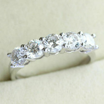 Anniversary Ring 2.50Ct Simulated Diamond 14k White Gold Wedding Band Size 9.5 - £212.65 GBP