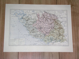 1887 Original Antique Map Of Department Of Vendee La Roche / France - £17.88 GBP