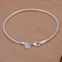 Silver 3mm Chain Bracelet for Women Men Teen Girls, Charm Bracelet - £10.35 GBP