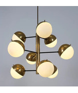 1950&#39;s Stilnovo Original Brass Opaline Glass Orbit Sputnik Chandelier, I... - $1,187.01