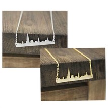 New York Skyline Necklace 1.25&quot; Small Tiny Pendant Cityscape City Scape Jewelry - £7.15 GBP