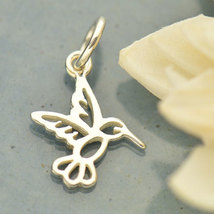 Sterling Silver Tiny Hummingbird Charm 16x10mm - $222.00 MXN