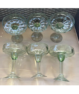 6 Mouth Blown Mexico Pale Green Ribbed Margarita Glasses Thick Clear Ste... - £38.22 GBP