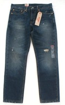 Levi&#39;s 511 Blue Denim Distressed Destroyed Slim Fit Jeans Pants Men&#39;s NWT - £54.06 GBP