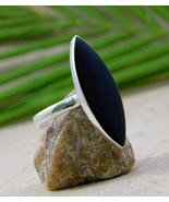 925 Sterling Silver Ring, Black Onyx Ring, Boho Marquise Ring, Handmade ... - £28.03 GBP
