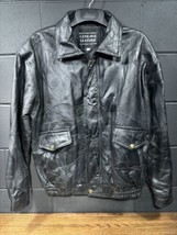 Napoline  Men&#39;s Large Patchwork Leather Coat Black Bomber Jacket Full Zip - $50.00