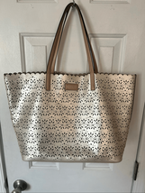Coach white Perforated Market Tote With Scalloped Edges tote work tote - $51.48
