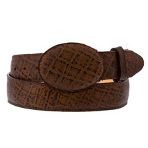 Mens Elephant Print Leather Light Brown Cowboy Belt Western Removable Buckle - £23.96 GBP