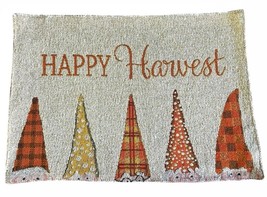 Happy Harvest Gnomes Placemats 13x18&quot; Set of 4 Tapestry Thanksgiving Fall Colors - £29.17 GBP