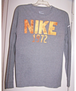 Gray Nike 1972 Long Sleeve Men&#39;s Shirt w/Orange Lettering-Size L - $346.32 MXN
