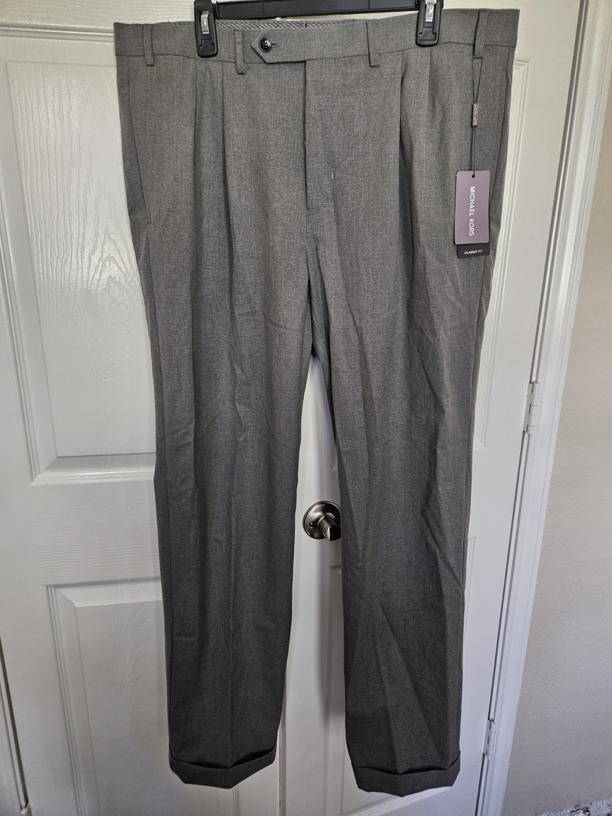Michael Kors Men's Classic Fit Fall Pattern Pants, Light Grey, 38 x 32 NWT Item image 5