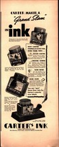 1937 Print Ad Carter&#39;s Ink Finest for Fountain Pens Also Typewriter Ribbons d8 - £19.27 GBP