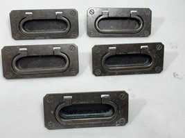 5 Vintage Brass Recessed Drawer Pull Pocket Wall window sash lft Hardwar... - $54.45