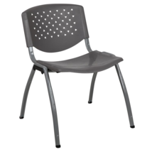 HERCULES Series 880 lb. Capacity Gray Plastic Stack Chair with Titanium Gray Pow - £56.74 GBP+