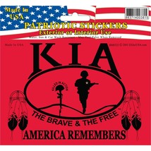 BM0323 Red KIA Native American &quot;America Remembers&quot; Sticker (3.5x5&#39;&#39;) - $8.45