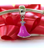 925 Sterling Silver Disney Princess Rapunzel&#39;s Purple Dress Dangle Charm - $15.99