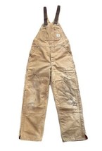 Carhartt Bib Overalls Quilt-Lined Brown Duck Double Knee, Exact Size Unknown - £39.33 GBP