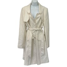 Banana Republic Winter White Boucle Woven Peacoat Belt Raw Trim Coat siz... - $1,265.33 MXN