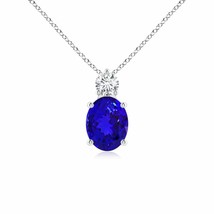 ANGARA Oval Tanzanite Solitaire Pendant with Diamond in 14K Gold | 18&quot; Chain - £2,017.77 GBP